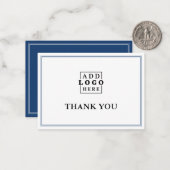 Blue Two Border Business Logo Thank You   ノートカード (正面/裏面インサイチュ)