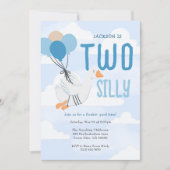 Blue Two Silly Goose 2nd Birthday 招待状 (正面)