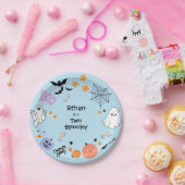 Blue Two Spooky Cute Ghost Halloween 2nd Birthday ペーパープレート (パーティー)