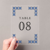 Blue Ukrainian Wedding Acrylic Table Number アクリル招待状 (インサイチュ (ポータブル))