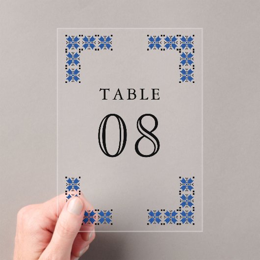 Blue Ukrainian Wedding Acrylic Table Number アクリル招待状 (インサイチュ (ポータブル))