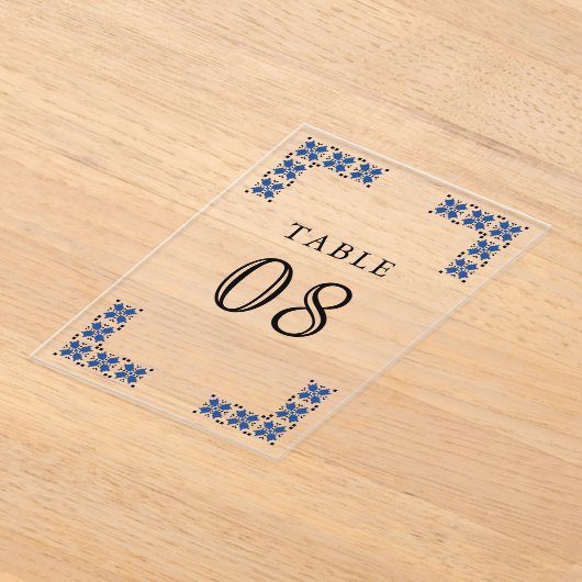 Blue Ukrainian Wedding Acrylic Table Number アクリル招待状 (レイダウン)