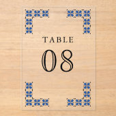 Blue Ukrainian Wedding Acrylic Table Number アクリル招待状 (正面)