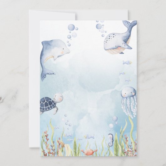Blue Under the Sea Baby Shower 招待状 (裏面)