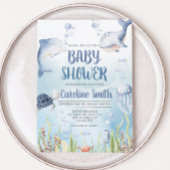 Blue Under the Sea Baby Shower 招待状
