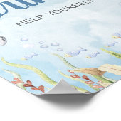 Blue Under the Sea Baby Shower Drinks Sign ポスター (角)