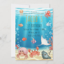Blue Under the Sea birthday 招待状