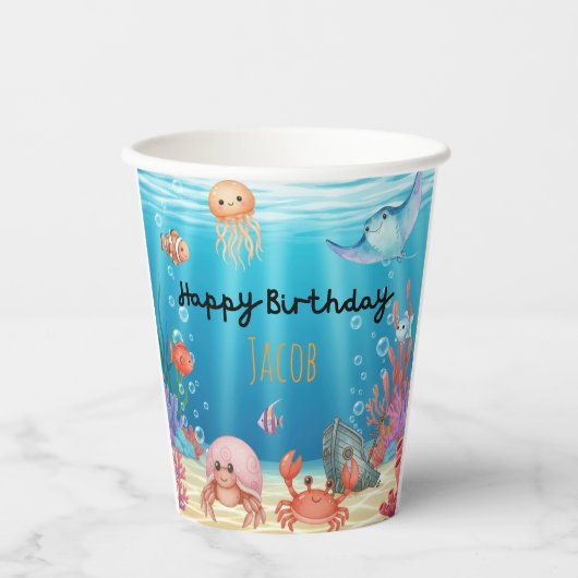 Blue Under the Sea birthday 紙コップ (正面)