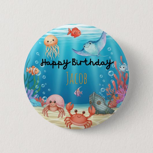Blue Under the Sea birthday 缶バッジ (正面)