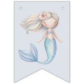 Blue Under the Sea Mermaid Birthday バンティングフラッグ (第1の旗)
