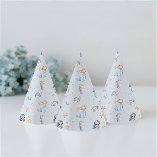 Blue Under the Sea Mermaid Birthday パーティーハット