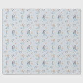 Blue Under the Sea Mermaid Birthday ラッピングペーパー (フラット)