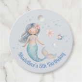 Blue Under the Sea Mermaid Birthday Party フェイバータグ (正面)