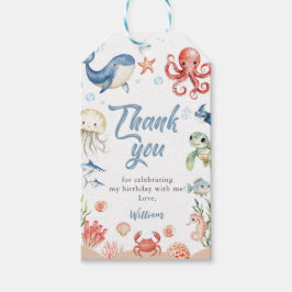 Blue Under The Sea Ocean Animals Birthday ギフトタグ