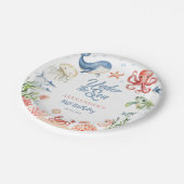 Blue Under The Sea Ocean Animals Birthday  ペーパープレート (アングル)