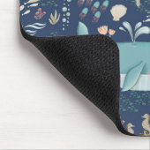 Blue Underwater Ocean Animals Octopus Whale Art マウスパッド (コーナー)