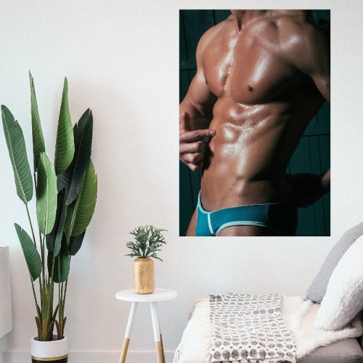 Blue Underwear Boy Hot Guy Poster フォトプリント