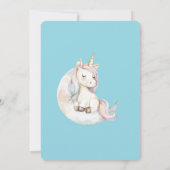 Blue Unicorn on Cloud Birthday 招待状 (裏面)