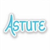 Blue unique Hand Lettered Vocabulary Astute シール (正面)