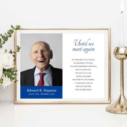 Blue Until We Meet Again Funeral Poem With Photo ポスター