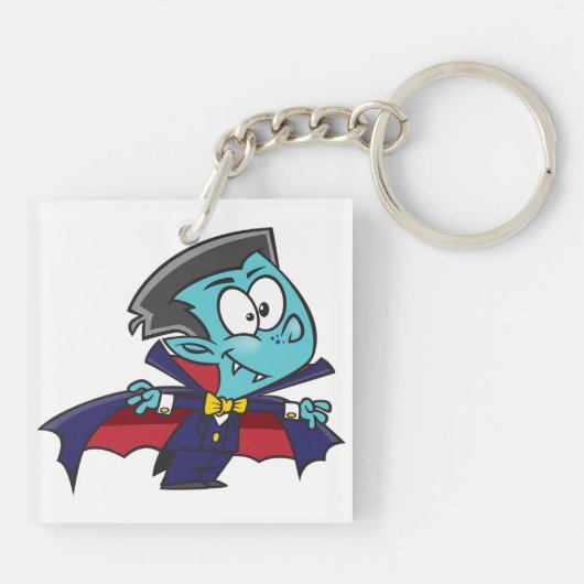 Blue Vampire Boy with Cape Cute Dracula キーホルダー (裏面)