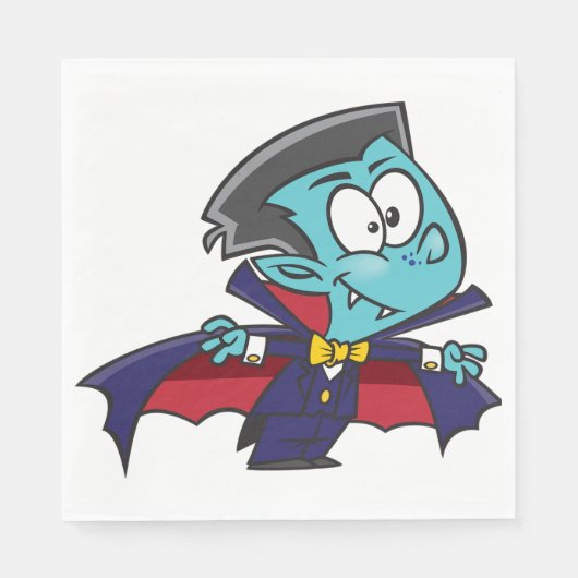 Blue Vampire Boy with Cape Cute Dracula スタンダードランチョンナプキン (正面)