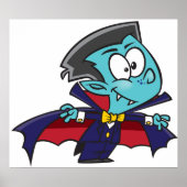 Blue Vampire Boy with Cape Cute Dracula ポスター (正面)