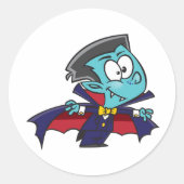 Blue Vampire Boy with Cape Cute Dracula ラウンドシール (正面)