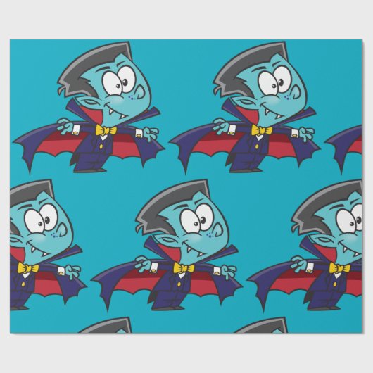 Blue Vampire Boy with Cape Cute Dracula ラッピングペーパー (フラット)