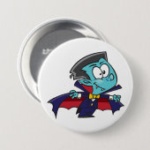 Blue Vampire Boy with Cape Cute Dracula 缶バッジ (正面&裏面)