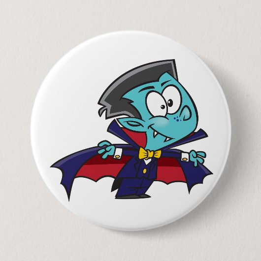 Blue Vampire Boy with Cape Cute Dracula 缶バッジ (正面)