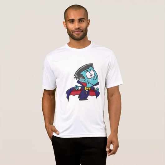 Blue Vampire Boy with Cape Cute Dracula Tシャツ (正面フル)