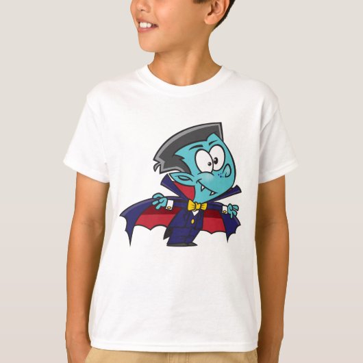 Blue Vampire Boy with Cape Cute Dracula Tシャツ (正面)