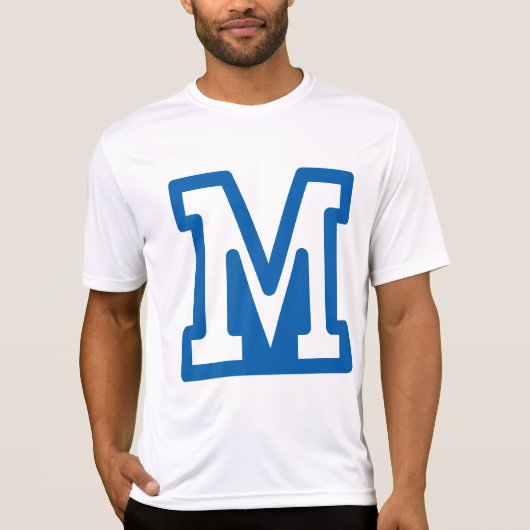 Blue Varsity Letter M Monogram Tシャツ (正面)