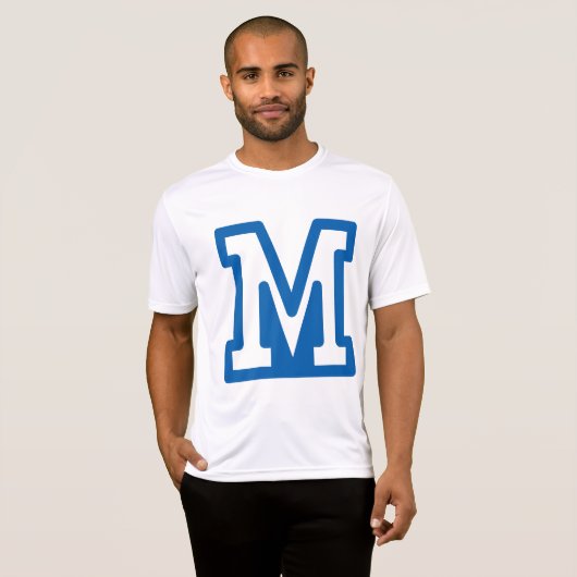 Blue Varsity Letter M Monogram Tシャツ (正面フル)