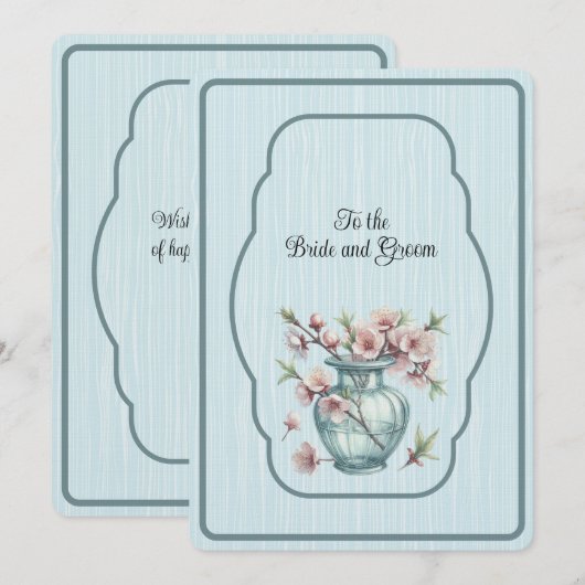 Blue Vase of Pink Apple Blossoms ノートカード (正面/裏面)