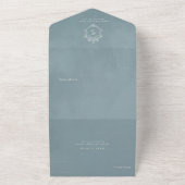 Blue Velvet Elegant Baroque Ornament Wedding オールインワン招待状 (外側)