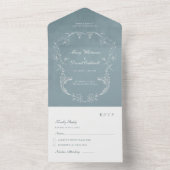 Blue Velvet Elegant Baroque Ornament Wedding オールインワン招待状 (内側)