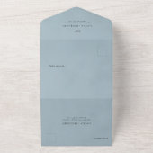 Blue Velvet Laurel Wreath Minimalist Wedding オールインワン招待状 (外側)