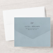 Blue Velvet Laurel Wreath Minimalist Wedding オールインワン招待状 (裏面)