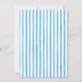 Blue vertical stripes Modern Script Heart Wedding 招待状 (裏面)