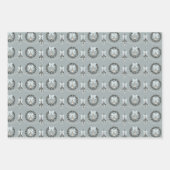 Blue Victorian Mistletoe and Wreath Gift Wrap ラッピングペーパーシート (正面)