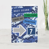 Blue Video Gamer 7th Birthday カード (正面)