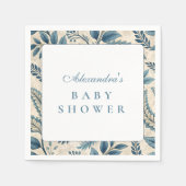 Blue Vintage Botanical Baby Shower スタンダードカクテルナプキン (正面)