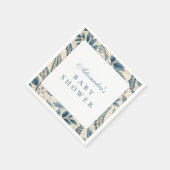 Blue Vintage Botanical Baby Shower スタンダードカクテルナプキン (角)