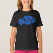 Blue Vintage Car Illustration Tシャツ (正面)
