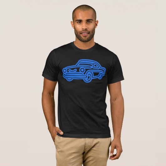 Blue Vintage Car Illustration Tシャツ (正面フル)