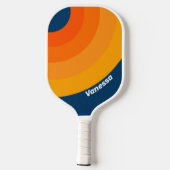 Blue Vintage Circle Stripe with Name  ピックルボールラケット (裏面)