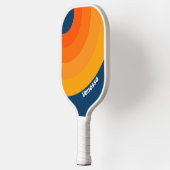 Blue Vintage Circle Stripe with Name  ピックルボールラケット (左)