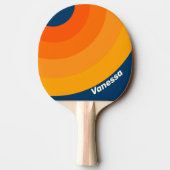 Blue Vintage Circle Stripe with Name 卓球ラケット (裏面)